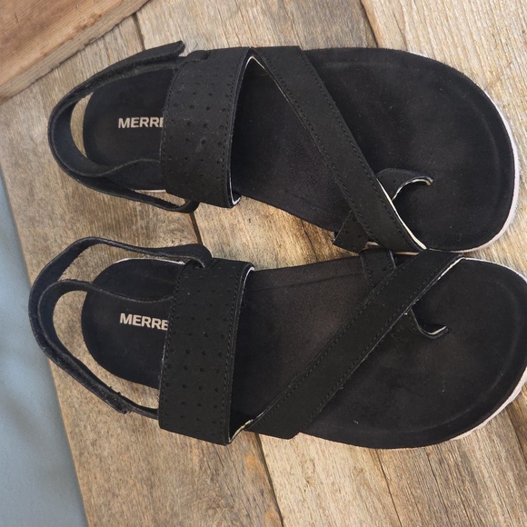 Black Merrell 2 Strap Sandals Size 8 - Picture 2 of 7